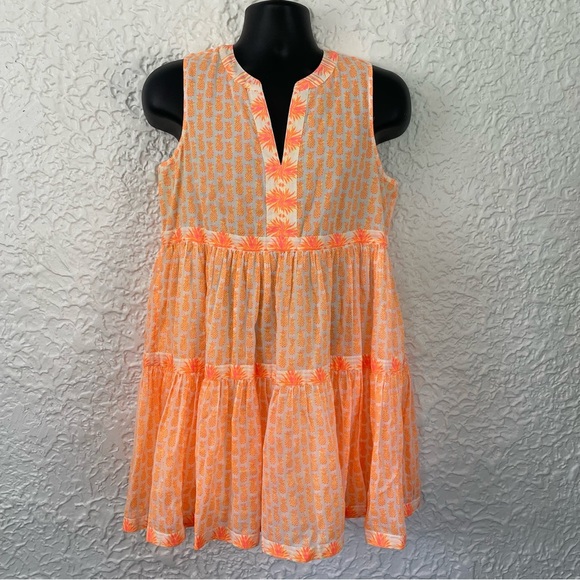 Vineyard Vines Pineapple Print Tiered Dress Medium - Picture 2 of 7